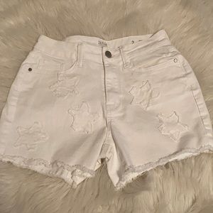 A.n.a.  white denim star patched 5 pocket shorts